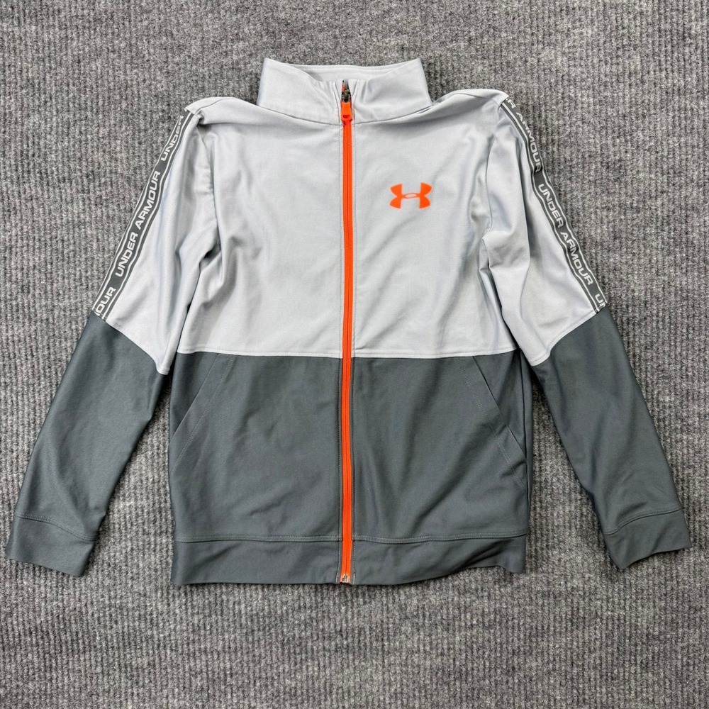 Under Armour Kids Gray Colorblock HeatGear Full Zip Track Jacket YLG 1197